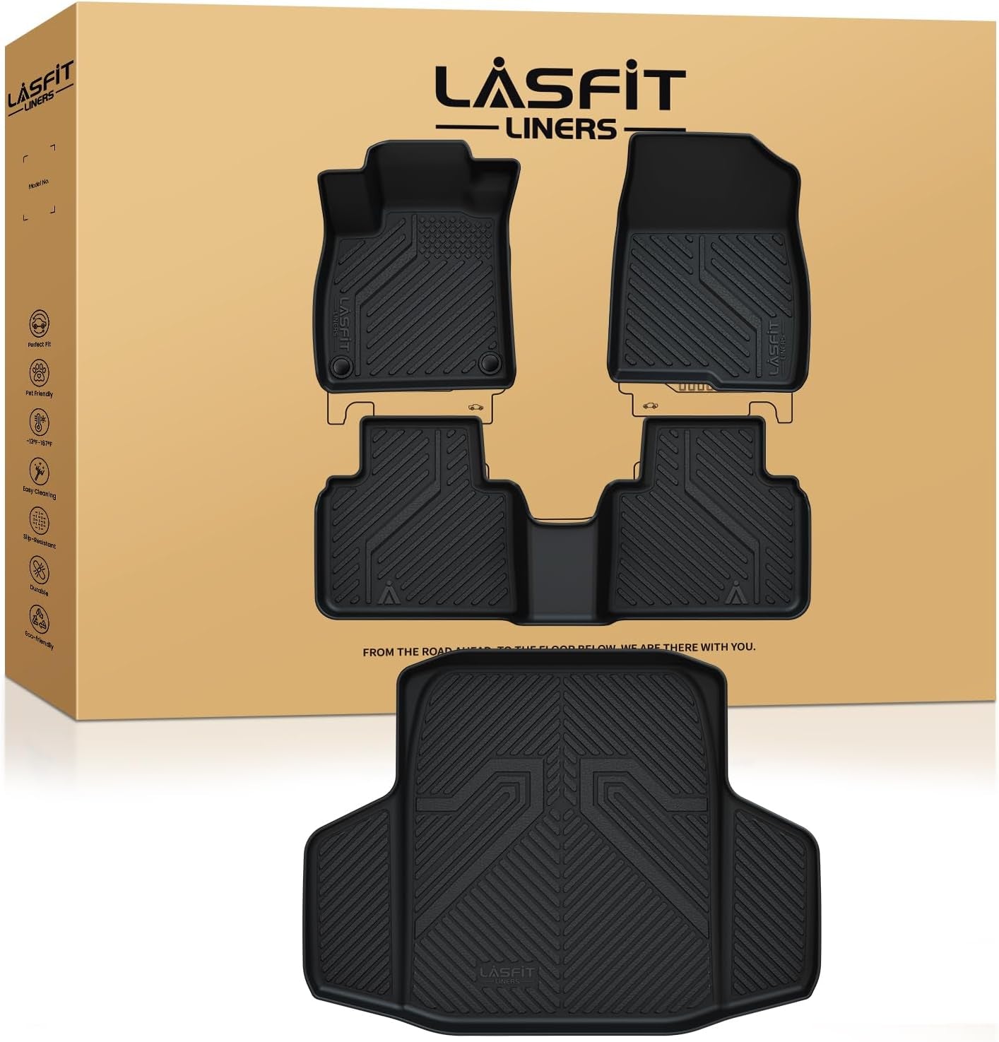 Floor Mats for Honda CR-V 2023-2025 (Include CR-V FCEV & Hybrid Models) All Weather Protection TPE Car Liners, 1St & 2Nd Row Black