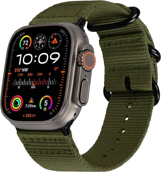 Hiking Trail Nylon Band | the Original Rugged Compatible with Apple Watch Band for Men & Women - Soft, Breathable, Woven Water-Resistant Nylon Mens Iwatch Strap | Fits Ultra 2 & Ultra 49Mm 45Mm 44Mm 42Mm Series 9 & All Models (Army Green)