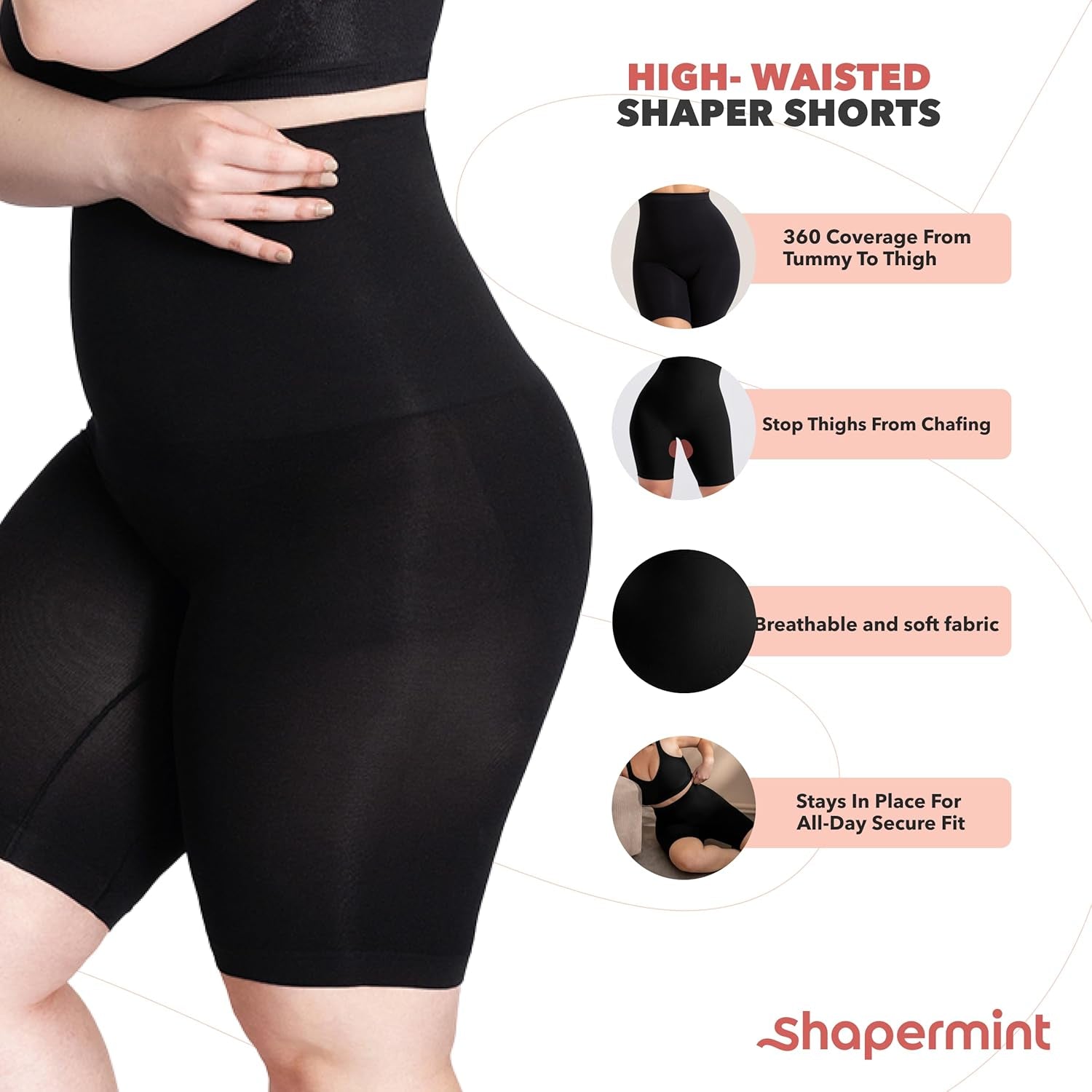 High Waisted Body Shaper Shorts Shapewear for Women Tummy Control Thigh Slimming Technology