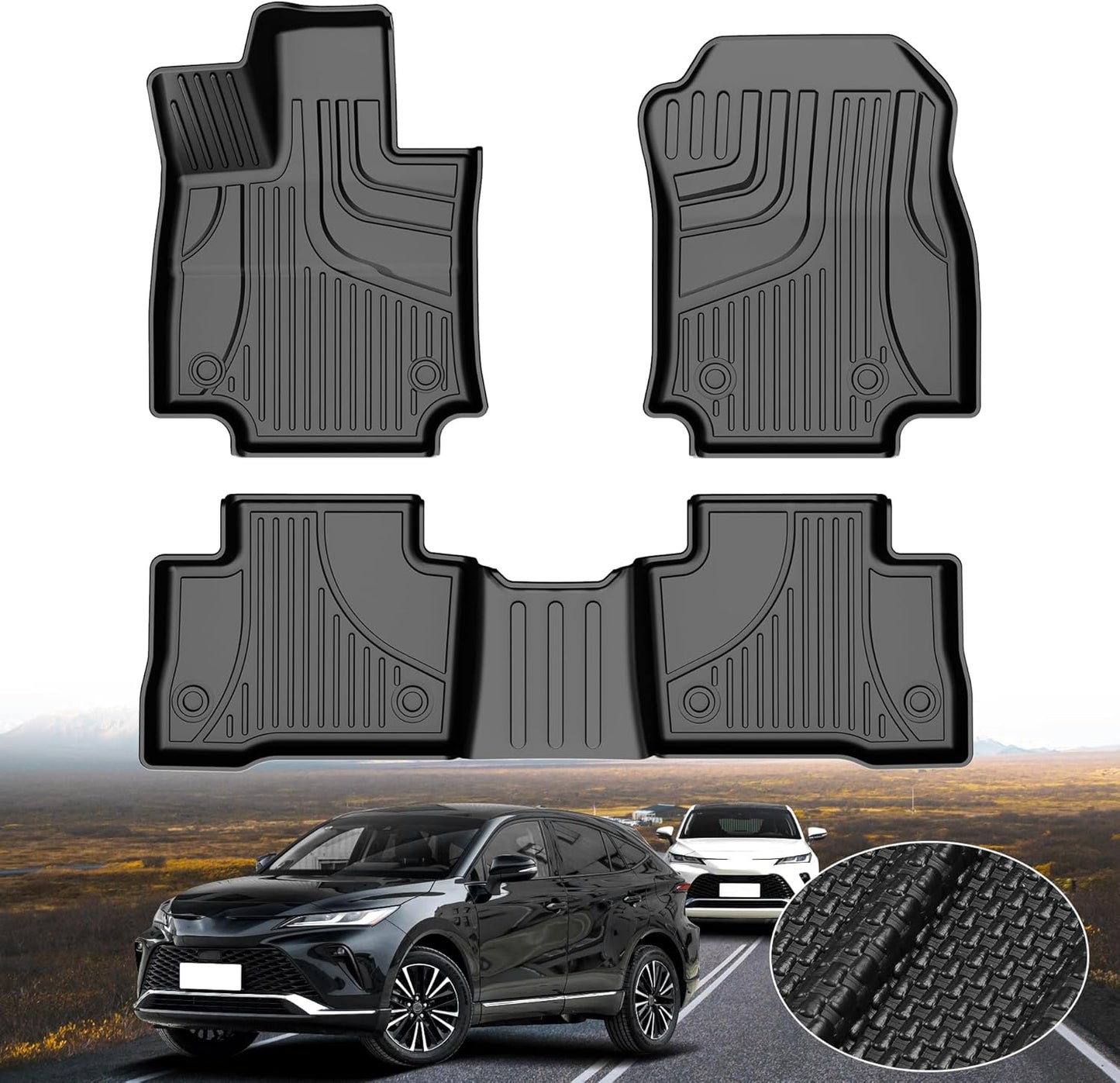 2025 Q7 Floor Mats: All Weather Floor Mats Custom Fit for 2017-2025 Audi Q7/Q8 1St and 2Nd Row All Weather TPE Floor Liner