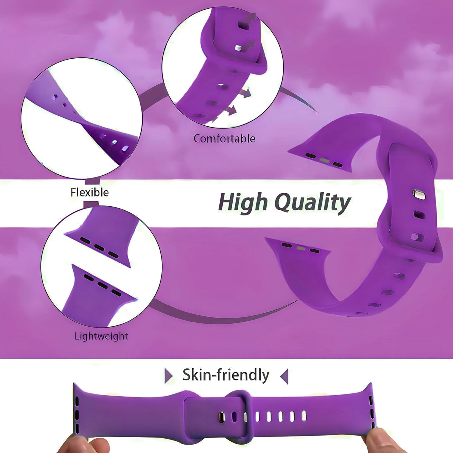 Watch Band Compatible with Apple Watch Series 38Mm 40Mm 41Mm 42Mm 44Mm 45Mm 49Mm SE Series Ultra | Sport Bands Waterproof Strap with Soft Silicone