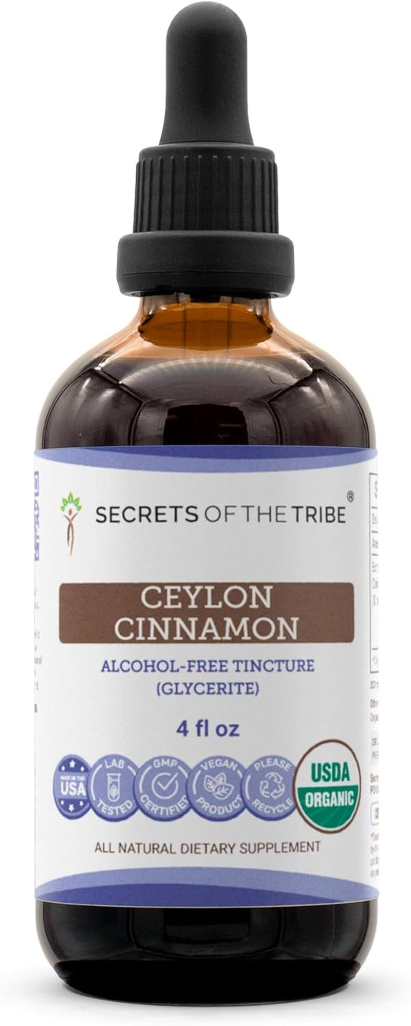 Ceylon Cinnamon USDA Organic | Alcohol-Free Extract, High-Potency Herbal Drops | Made from 100% Certified Organic Ceylon Cinnamon (Cinnamomum Verum) Dried Bark (2 Oz) TLBH