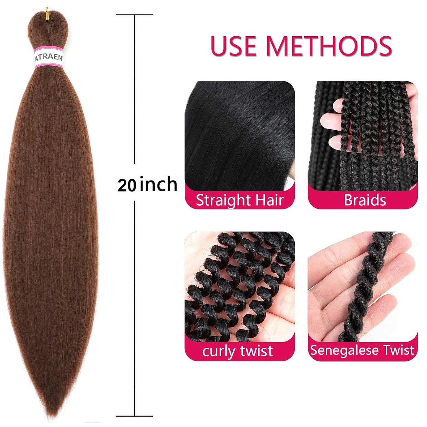 Pre Stretched Braiding Hair 18 Inch 8 Packs Dark Brown Braiding Hair Long Prestretched Braiding Hair 30# Yaki Texture