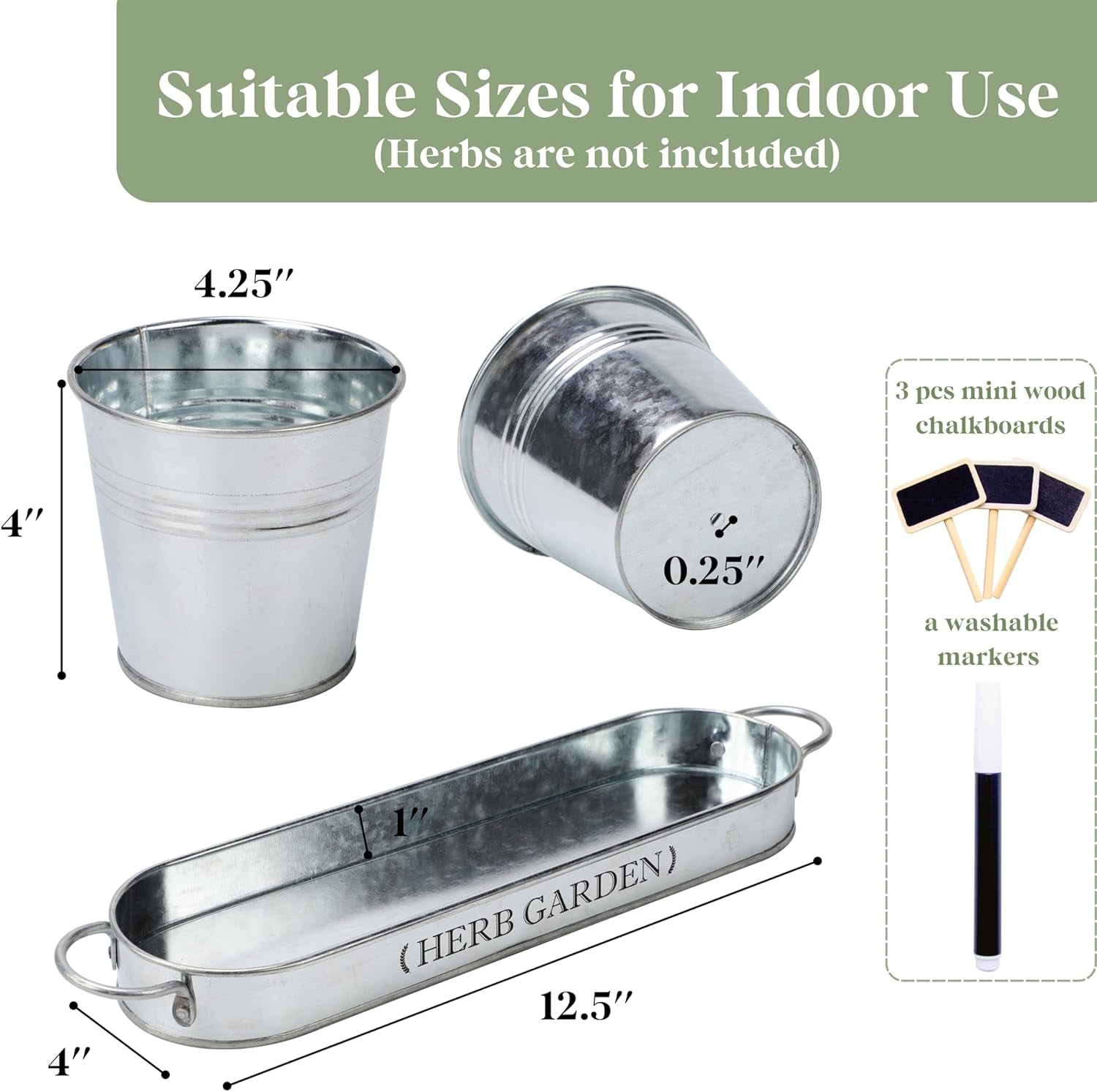 Indoor Herb Garden, Herb Garden Planter for Indoor/Outdoor, Farmhouse Plant Pots, Windowsill Herb Garden with Tray(Planter Only) Window Pots