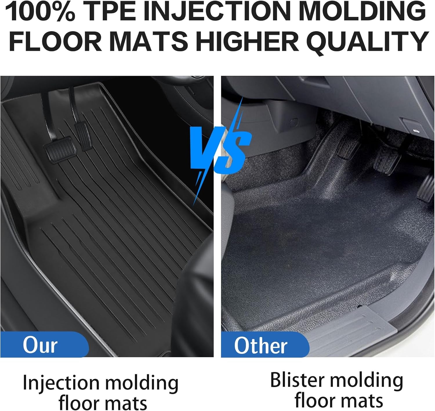 Floor Mats & Cargo Liners for Tesla Model Y 5-Seat 2021-2023 2022 2024 All Weather TPE Cargo Trunk Mats Accessories, Set of 6 Mats (Not Fit 7-Seat)