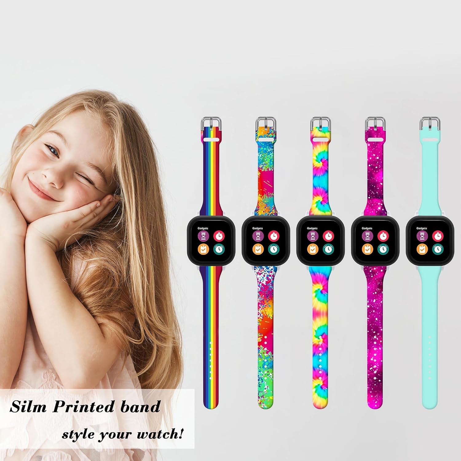20MM Kids Size Watch Band Compatible with Gizmo Watch Band for Kids & Gabb Watch 3/2/1 & Sync up Kids Watch,Soft Silicone Cute Printed Strap Wrist Band for Gizmo Watch 3/2/1 Replacement for Boys Girls