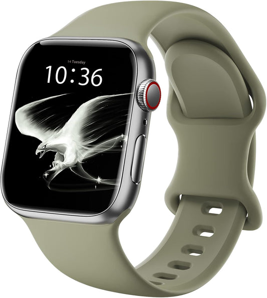 Bands Compatible with Apple Watch Band 38Mm 40Mm 41Mm 42Mm 44Mm 45Mm 49Mm, Soft Silicone Sport Replacement Band for Iwatch SE Ultra Series 8 7 6 5 4 3 2 1 Women Men Olive Green 38Mm/40Mm S/M