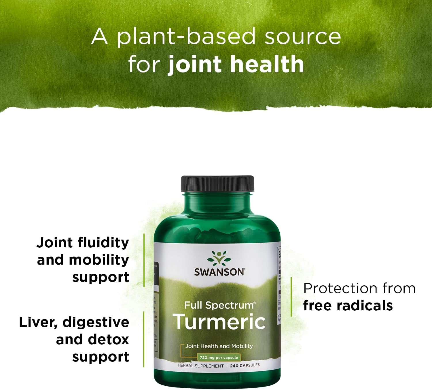 Turmeric Antioxidant, Joint Health, Cardiovascular, Liver Detox, Mood and Memory Support Supplement Curcuma Longa (Rhizome) 720 Mg, 240 Capsules, 120 Servings, 1.44 Grams per Serving TLBH