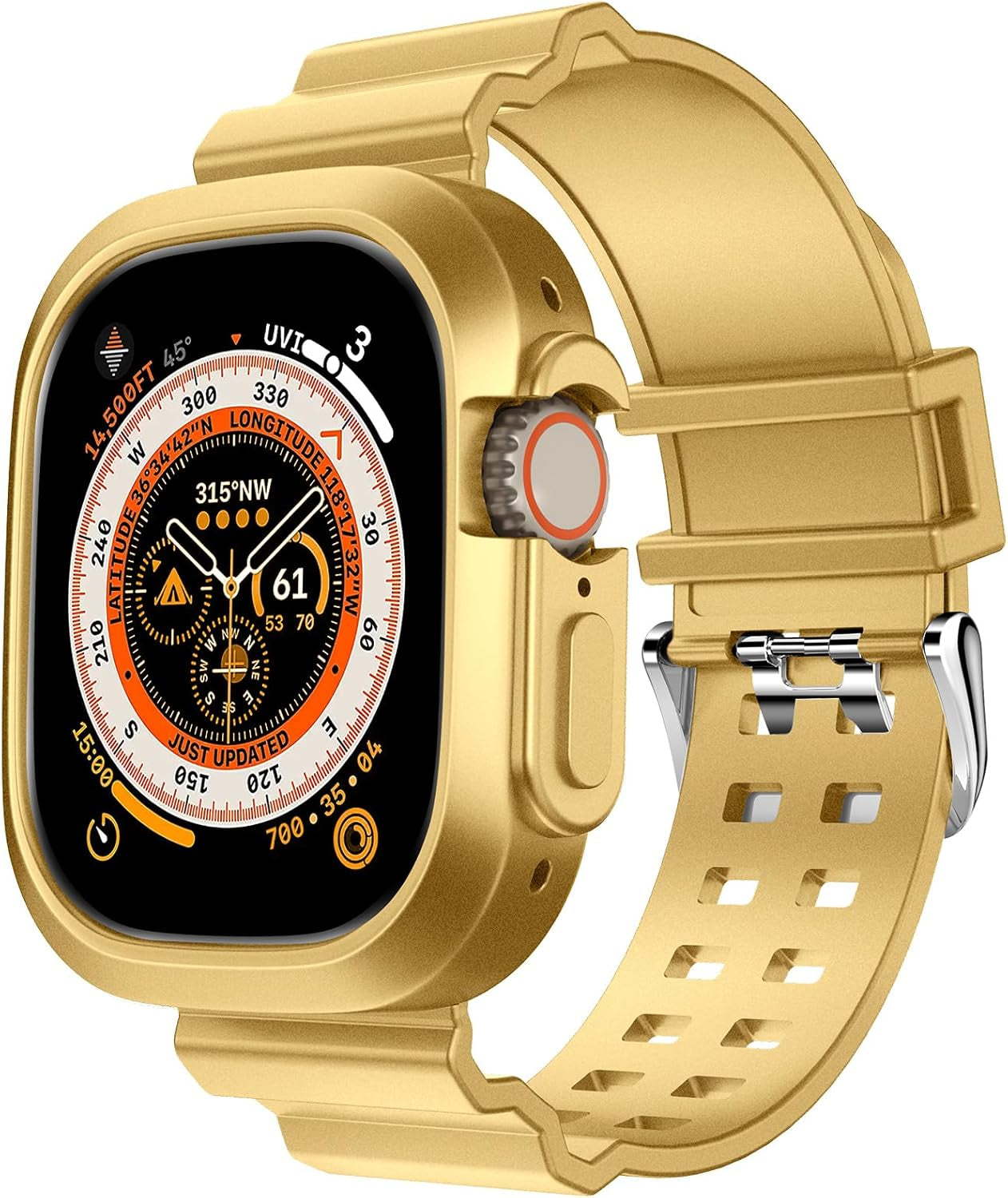 Compatible for Clear Apple Watch Band with Bumper Case, Women Men Glitter Bling TPU Sport Strap for Iwatch SE Ultra Series 10 9 8 7 6 5 4 3 2 1