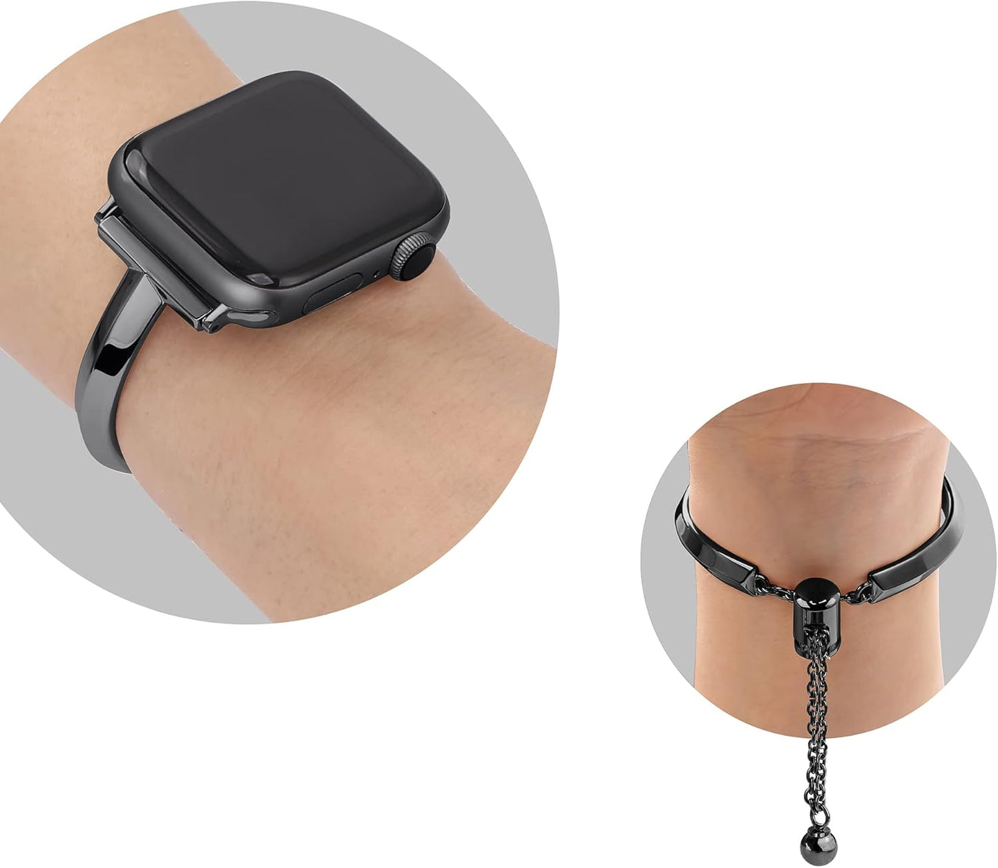 Stainless Steel Band Compatible with Apple Watch Band 38Mm 40Mm 41Mm 42Mm 44Mm 45Mm Iwatch SE Series 9 8 7 6 5 4 3 2 1, Slim Versatile Bangle Bracelet for Women