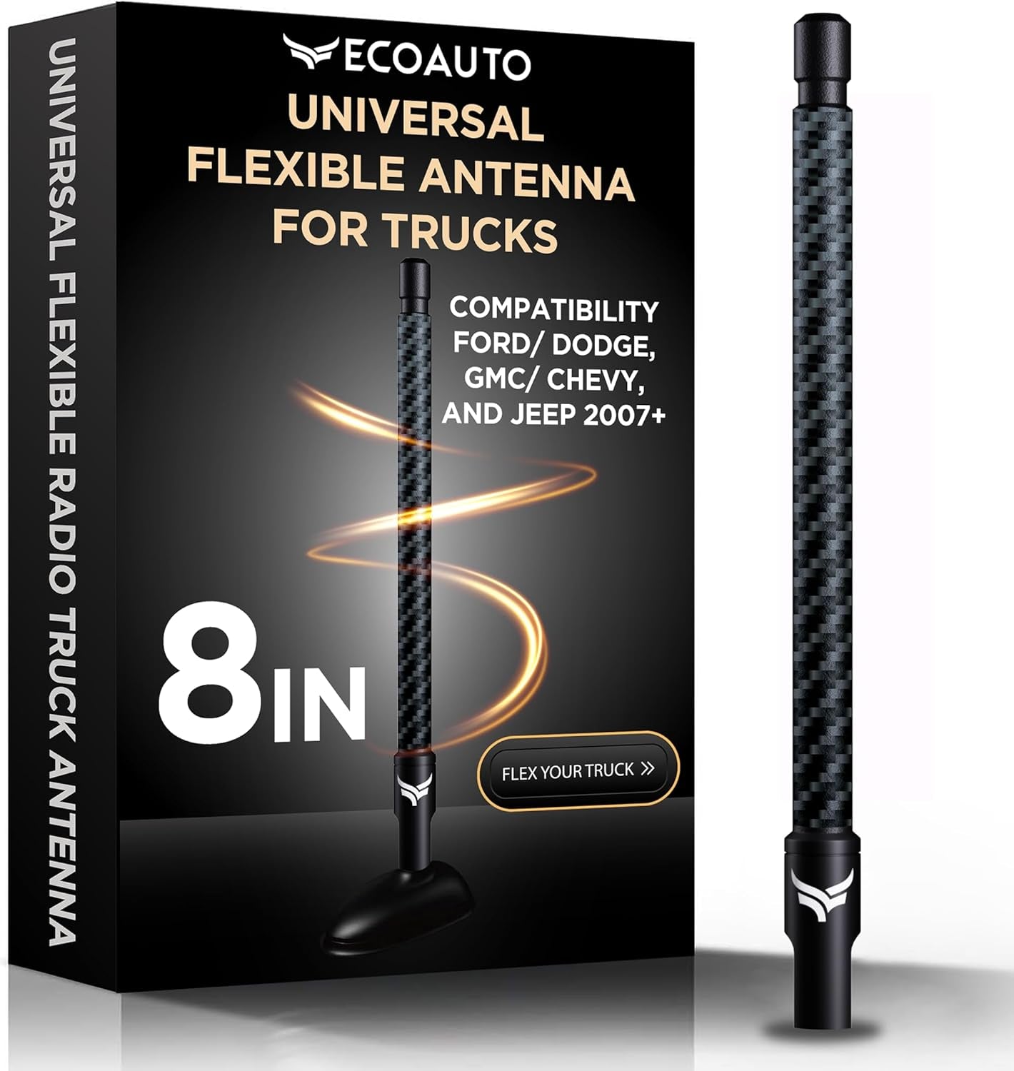Universal Radio Truck Antenna (5" Flexible) - Fit for Ford, Dodge, GMC, Chevy, Jeep (2007+) - Perfect Truck Accessories for Men - anti Theft, Carwash Safe, Short Replacement Antenna for Truck TRUCK DRIVER