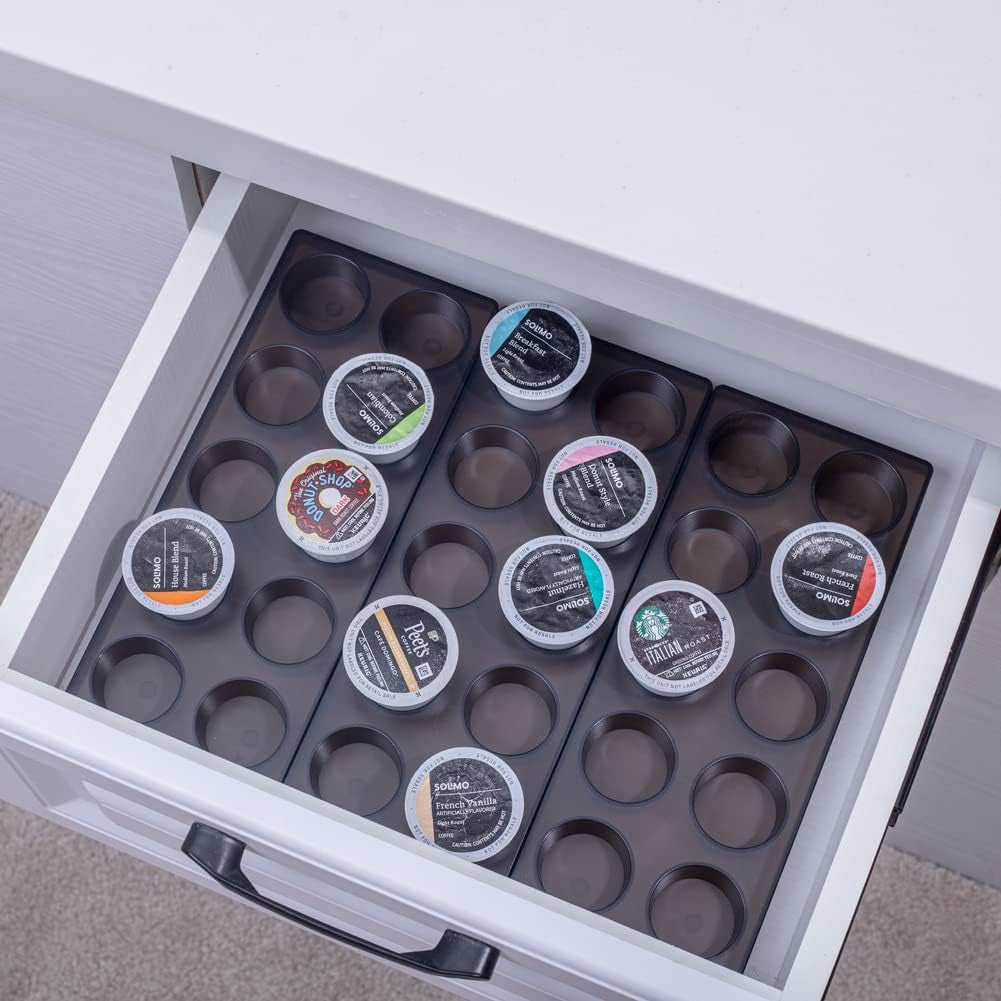 Coffee Pod Storage Organizer for Kitchen Drawer Holders 20 K CUP, Premium Plastic Tray with Non-Slip Mat