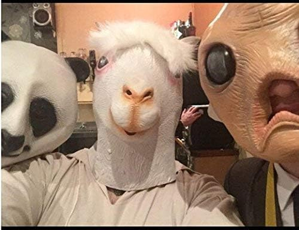 Animal Mask Costume Novelty Halloween Costume Party Latex Animal Head Mask Alpaca Mask White (Llama)