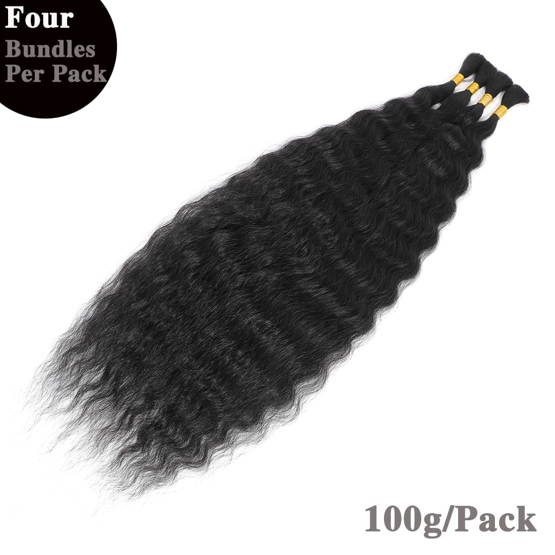 Super Wave Bulk Human Hair 100% Unprocessed Brazilian Virgin Human Hair Extensions Bundles for Braiding Hair Wet and Wave Micro Human Hair(1Pack-4Pcs, 18Inch Natural Black)