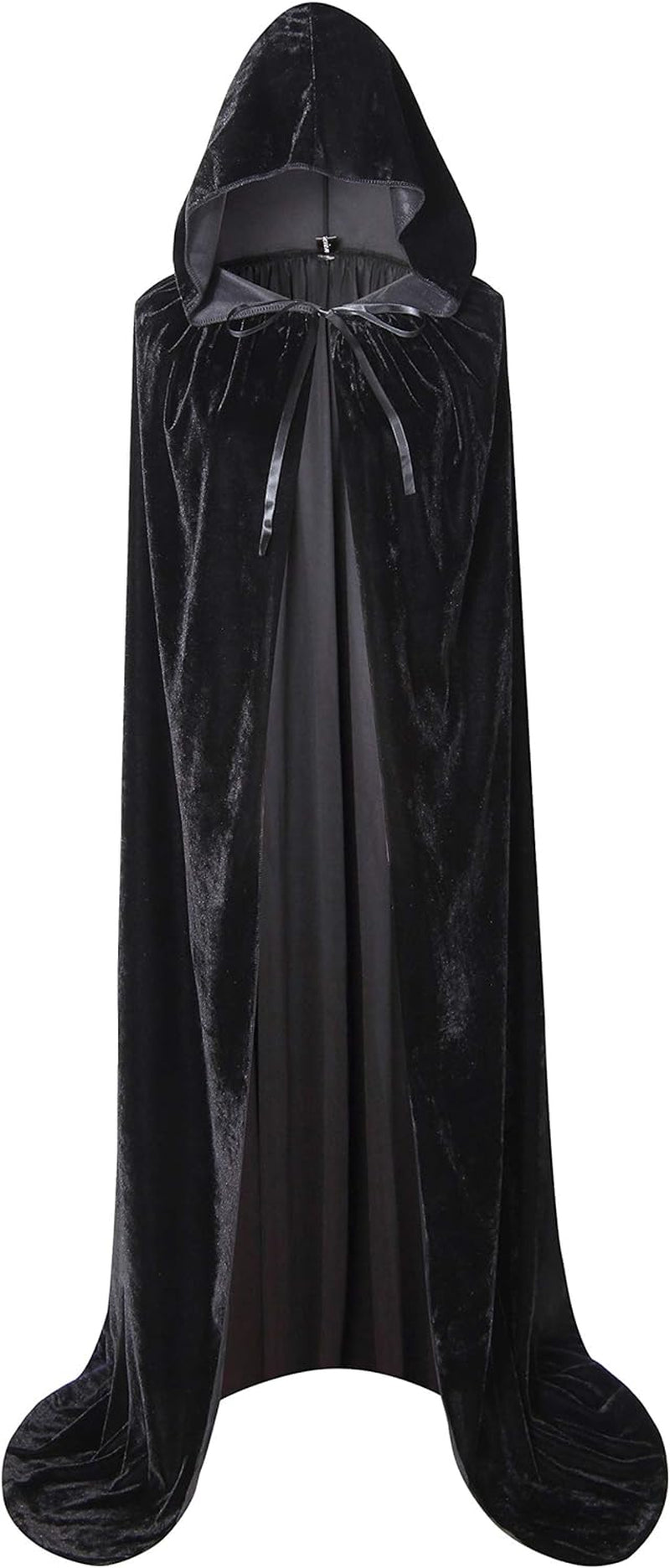 Long Hooded Cloak Velvet Cape Witch Costume Halloween Costumes for Women Men