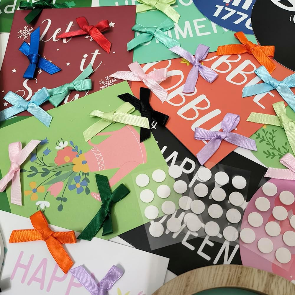 Christmas Wooden Tiered Tray Decor Set, 53 Pcs Seasonal Interchangeable Tiered Tray Decorations with Cards for Thansgiving Day, Spring, Summer... Home Kitchen Table Centerpiece(Tray Not Include)