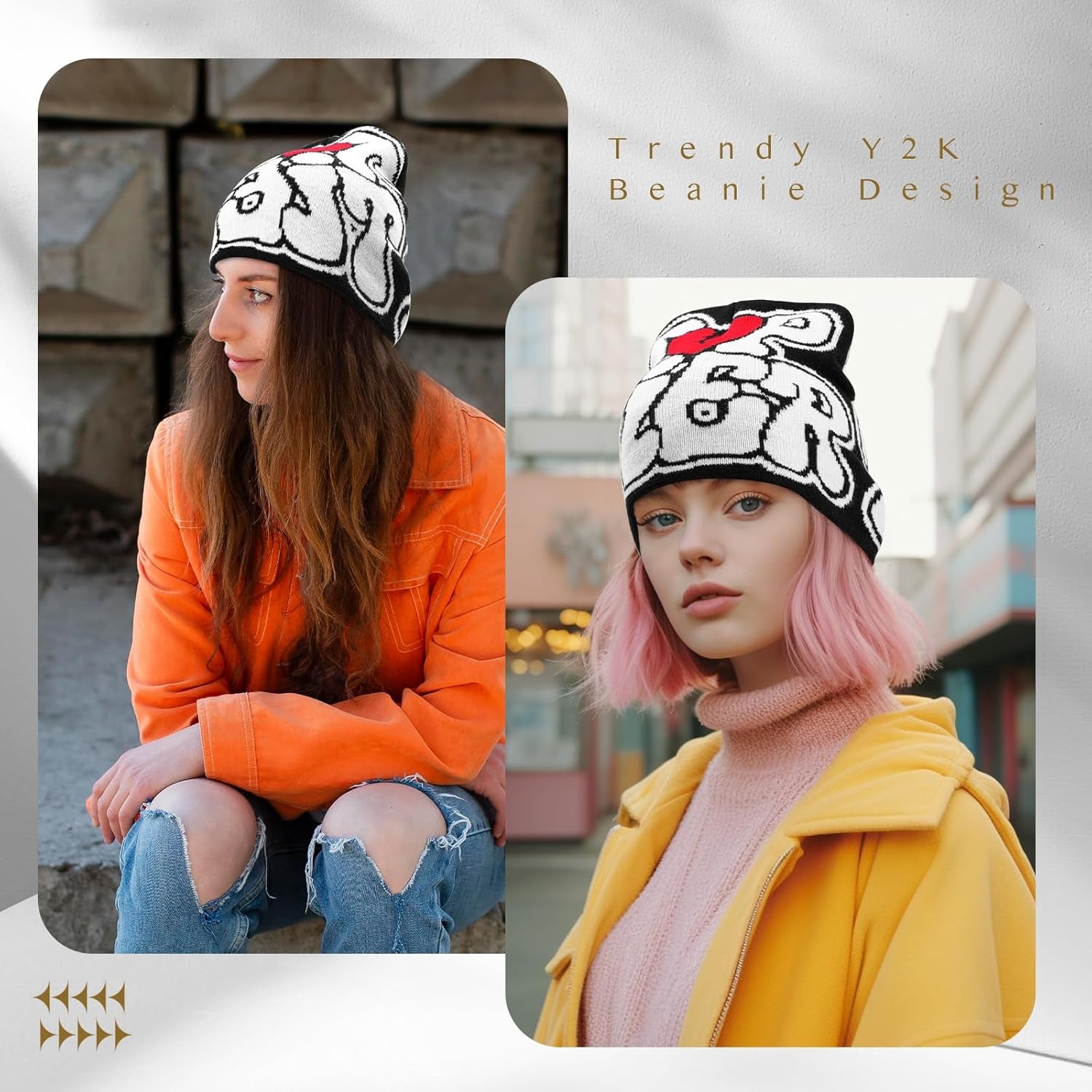 Y2K Beanie Wool Acrylic Knit Hat for Men and Women, Trendy Soft & Comfortable Winter Cap