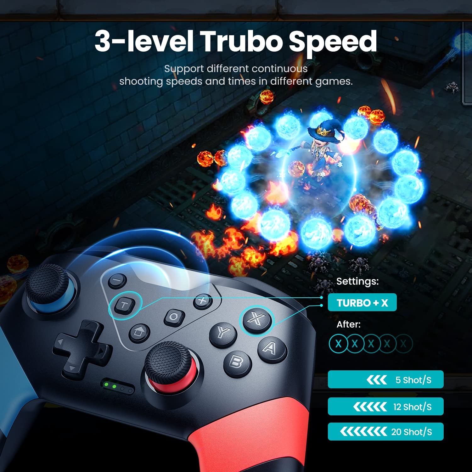Switch Controllers Compatible with Switch/Lite/Oled, Programming Wireless Pro Controller with Motion Control, Vibration, Wake-Up, Turbo, Screenshot