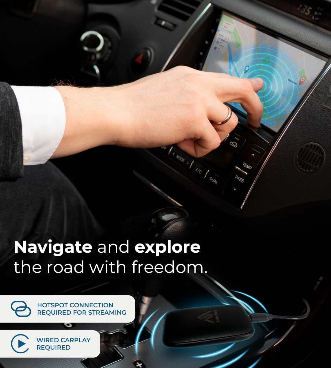 Ai Box Lite Air - Streaming on the Go, Netflix and Youtube in Your Car. Convert Your Wired Carplay into Wireless Carplay or Android Auto. Hotspot Required for Streaming. Wired Carplay Required TRUCK DRIVER