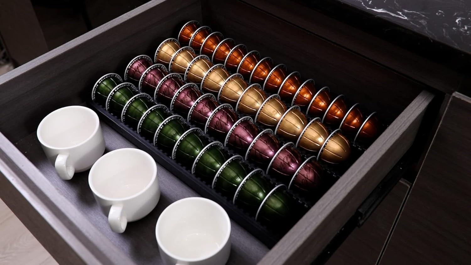 Coffee Pod Storage Holder Drawer Insert for Counter Compatible with Nespresso Vertuoline Capsules, NCT04