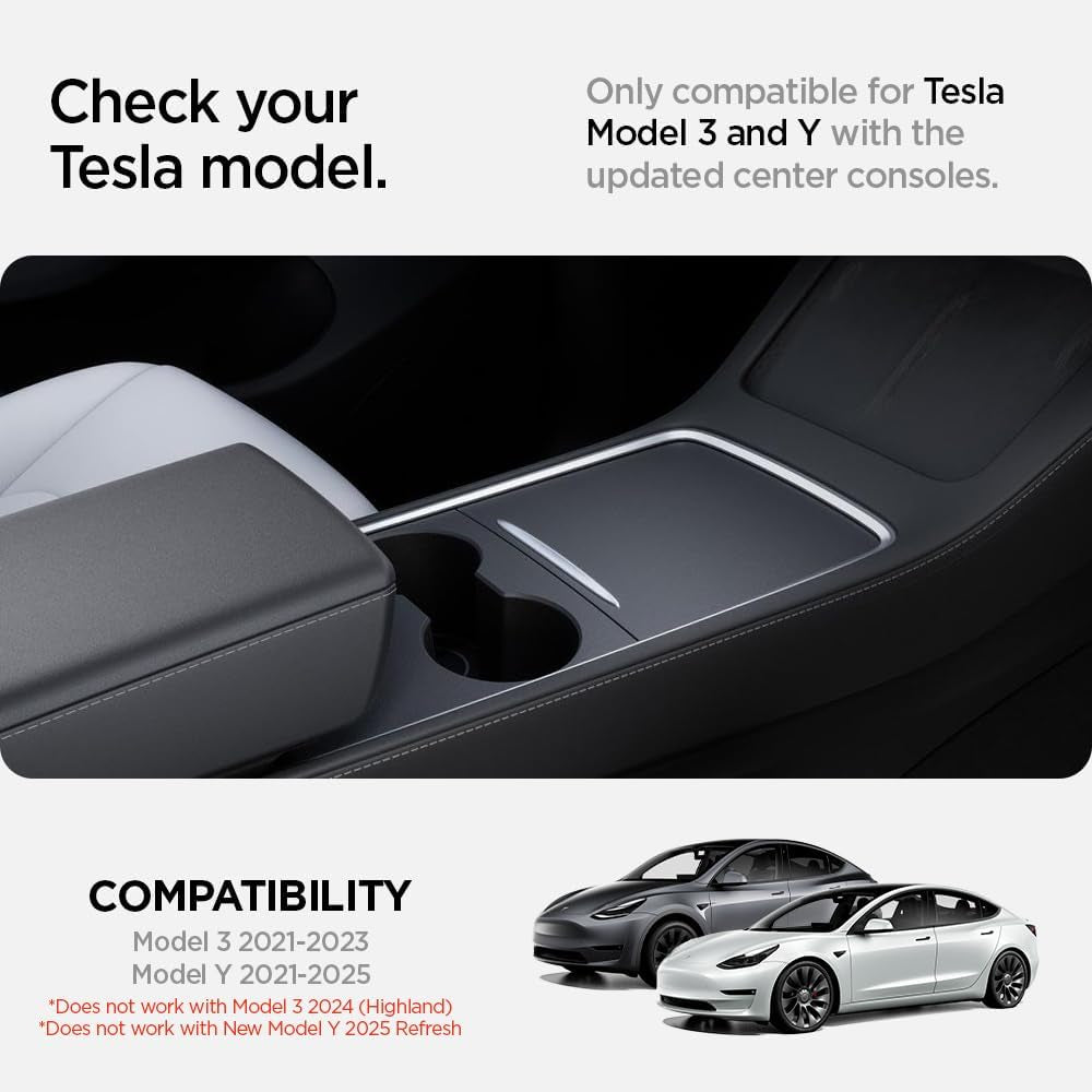 Center Console Organizer Tray Designed for Tesla Model 3 & Y 2025/2024/2023 with Smooth Slide Technology [Not Compatible with Tesla Model 3 2025/2024 Refresh (Highland)] (Carbon Edition)