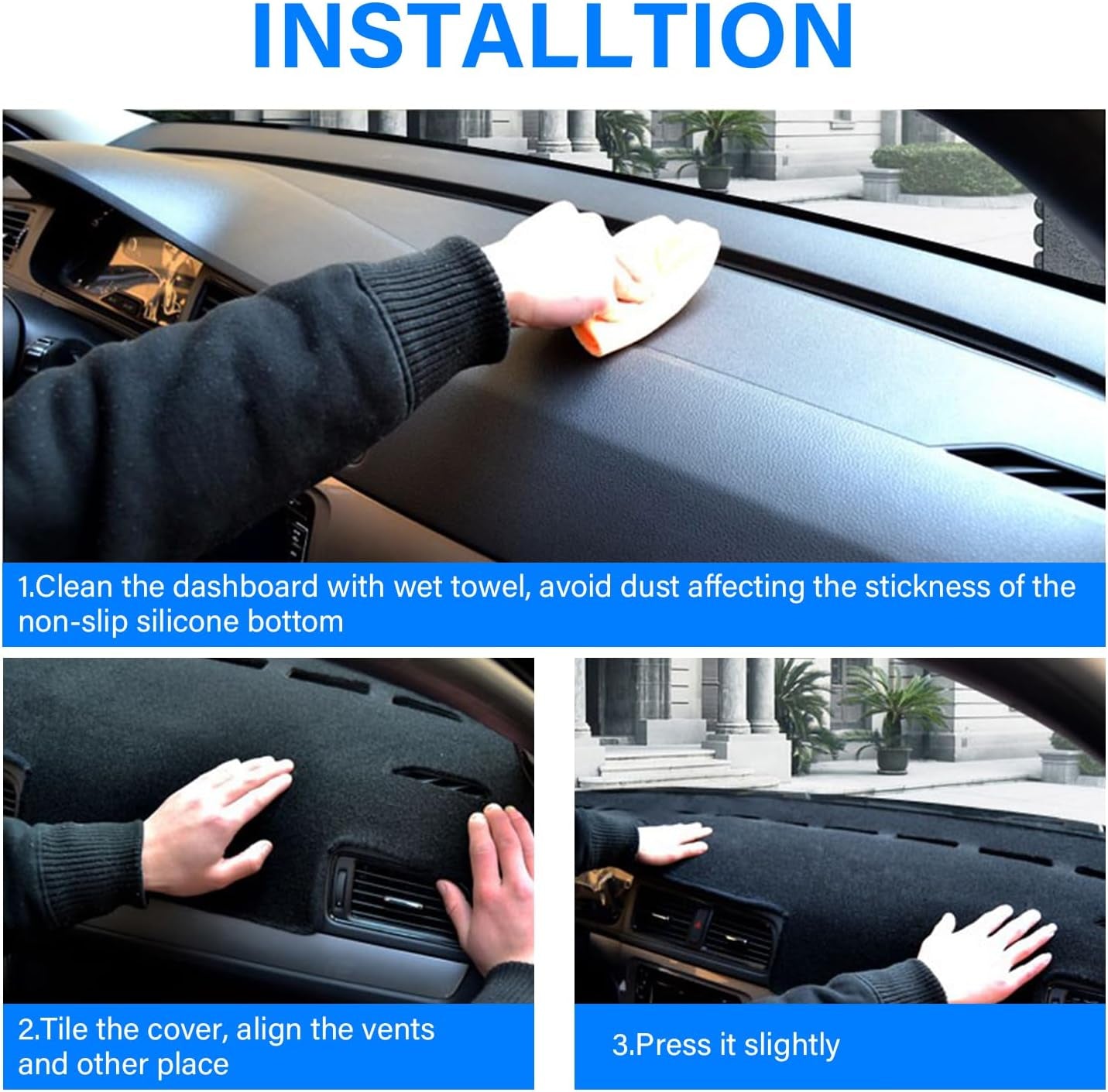 For Toyota Rav4 Accessories 2025 2024 2023 2022 2021 2020 2019 Dashboard Cover Dash Cover Mat Custom Fit Center Console Cover Sunshield Protector RAV 4 Pad（Black Trim）