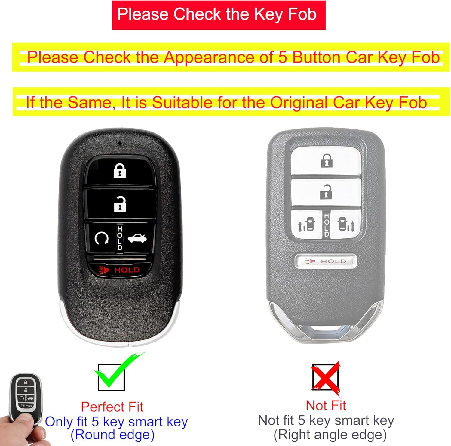 Key Fob Cover for Honda 2022 2023 2024 Accord Civic Pilot - Soft TPU Key Case for Honda CR-V HR-V Sport SI EX EX-L Touring Odyssey 5 Buttons Remote Key Fob (Pack of 2)
