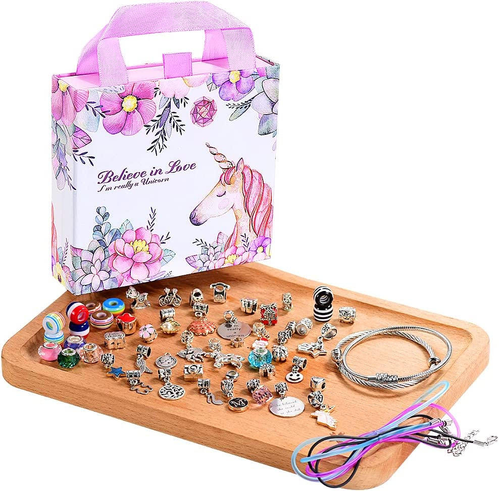 Charm Bracelet Making Kit, a Unicorn Girls Toy That Inspires Creativity and Imagination, Crafts for Ages 8-12 with Jewelry Making & Art Kit Perfect Gifts, Self-Expression!