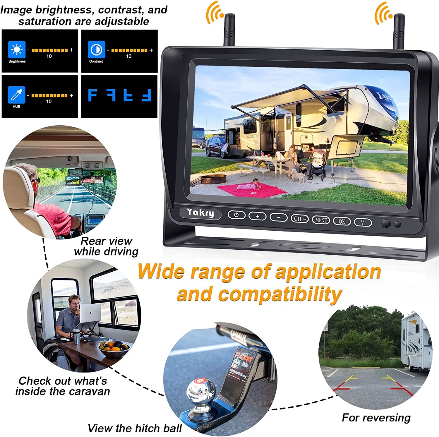 RV Backup Camera Wireless Plug and Play: Pre-Wired for Furrion System Recording Wide View Rear View Camera Clear Night Vision HD 1080P 7'' Touch Key Monitor for Trailer Camper Motorhome  Y27-N TRUCK DRIVER