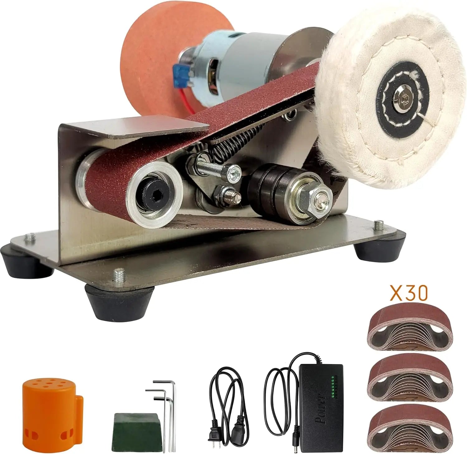 Mini Belt Sander Electric Spindle Sander 15° Belt Sander for Knife Making 7 Adjustable Speed Knife Polishing Kit