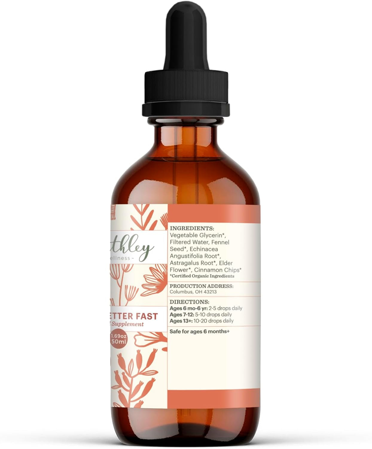 Feel Better Fast, Echinacea Root, Fennel, Astragalus Root, Elder Flower and Cinnamon, New Size (1.69 Oz) TLBH