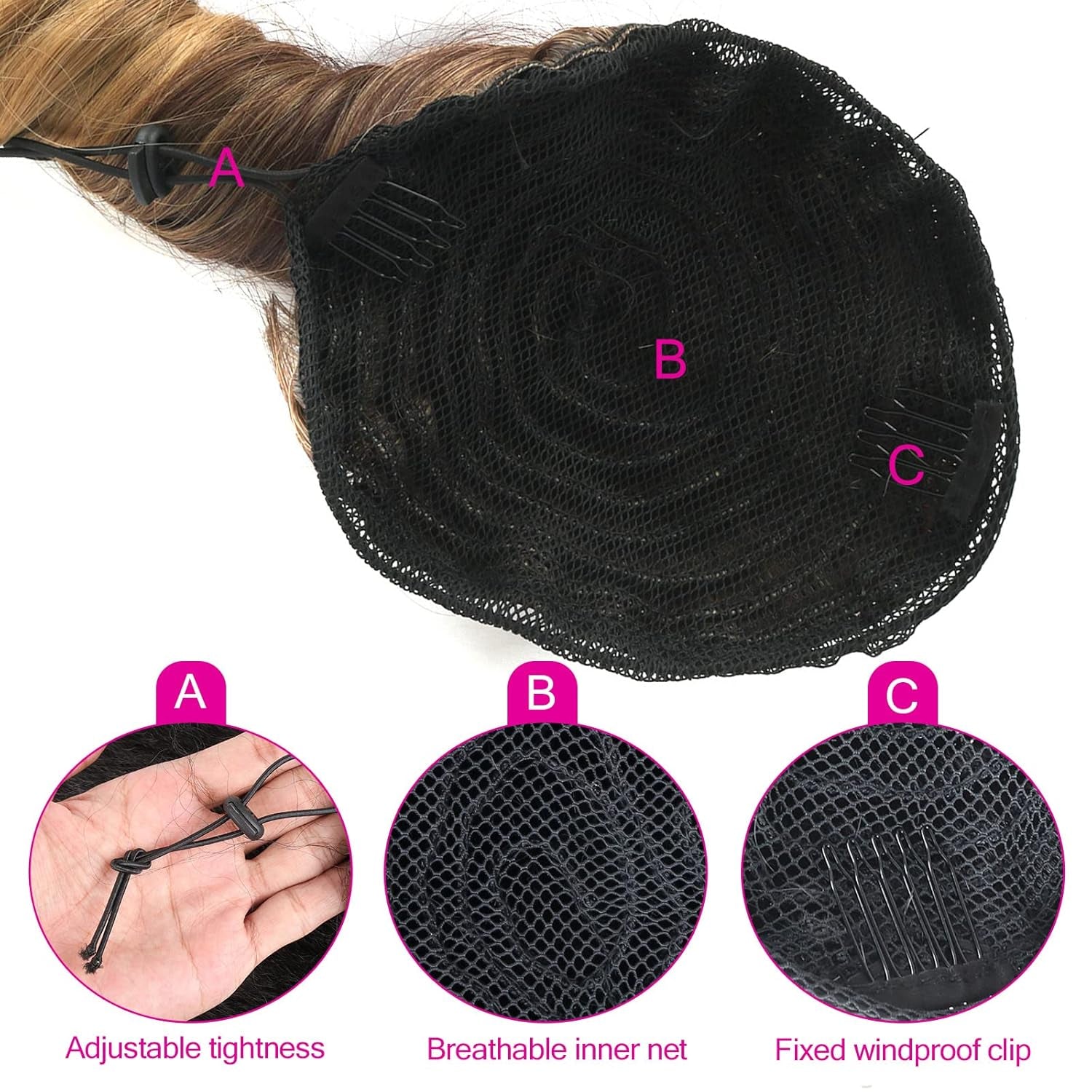 Spiral Curl Short Hair Extensions Drawstring Ponytails for Black Women Synthetic Highlight Curly Hair Fake Ponytail, 14Inch Ombre Blonde T33/27# Bounce Curl Ponytail Extension for Black Women