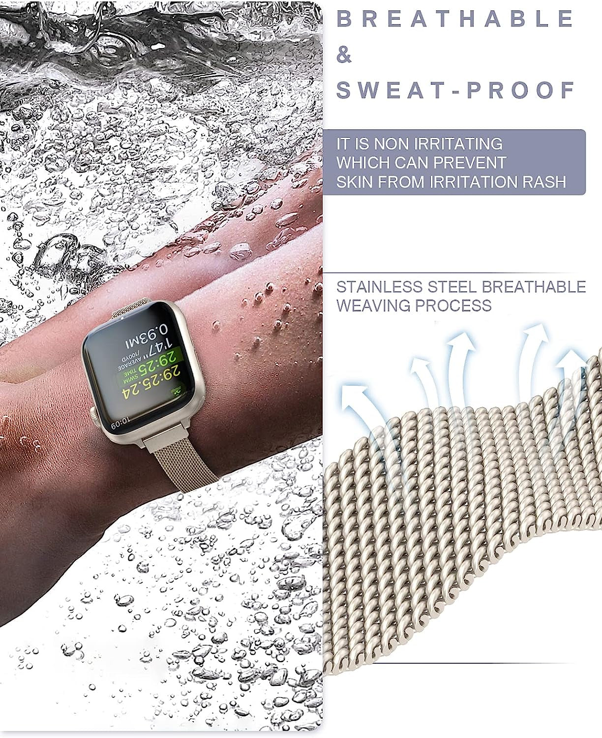 Slim Watch Band Compatible with Apple Watch Band 38Mm 40Mm 41Mm 42Mm 44Mm 45Mm 49Mm Women & Men, Stainless Steel Mesh Loop for Iwatch Bands Ultra, SE, Series 9 8 7 6 5 4 3 2 1