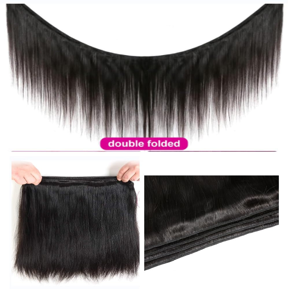 Straight Bundles Human Hair 18 20 22 Lnch Human Hair Bundle 12A 100% Unprocessed Brazilian Straight Wave Bundles Human Hair Natural Black Color 3 Bundles Human Hair