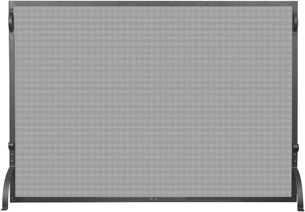 , S-1075, Large Wrought Iron Spark Guard Fireplace Screen (50" Wide X 35" Tall)