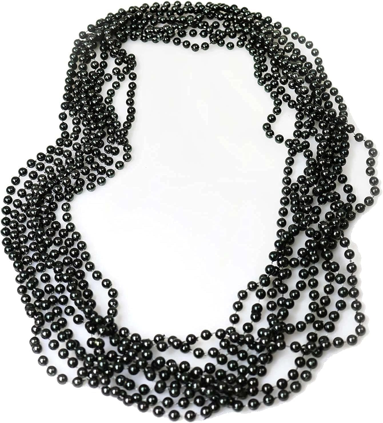 24 Pcs Black Beads Necklace, 33" Multi Colors Carnival Necklaces for Halloween Party, St. Patrick'S Day Costume Necklace