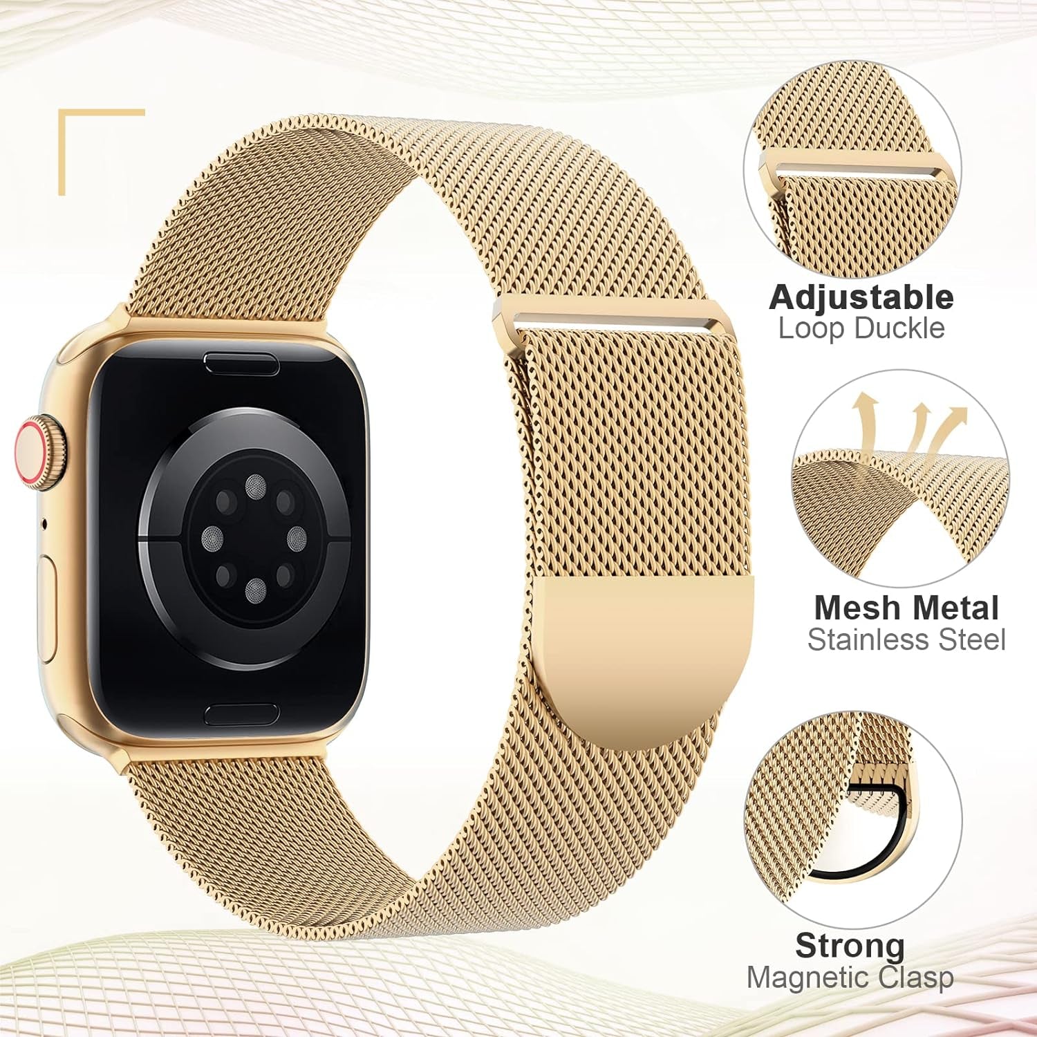 Metal Band Compatible with Apple Watch Bands 38Mm 40Mm 41Mm 42Mm 44Mm 45Mm 49Mm Women Men,Adjustable Magnetic Stainless Steel Mesh Strap for Iwatch Ultra/Ultra 2,Series 9 8 7 6 5 4 3 2 1 SE