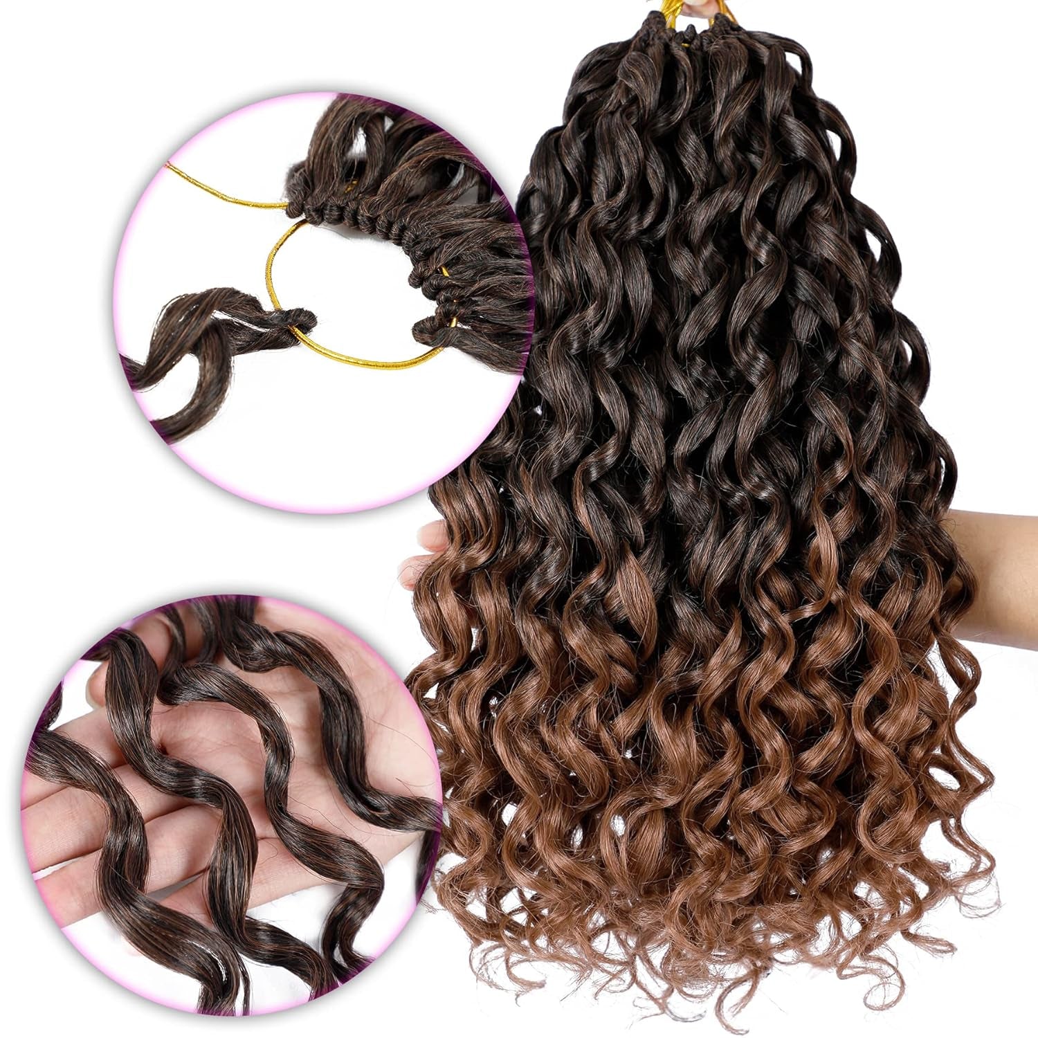 7 Packs Gogo Curl Crochet Hair 10 Inch Short Curly Crochet Hair for Women Beach Curl Water Wave Deep Twist Crochet Braids Synthetic Braiding Hair Extensions(10 Inch, T1B/30)
