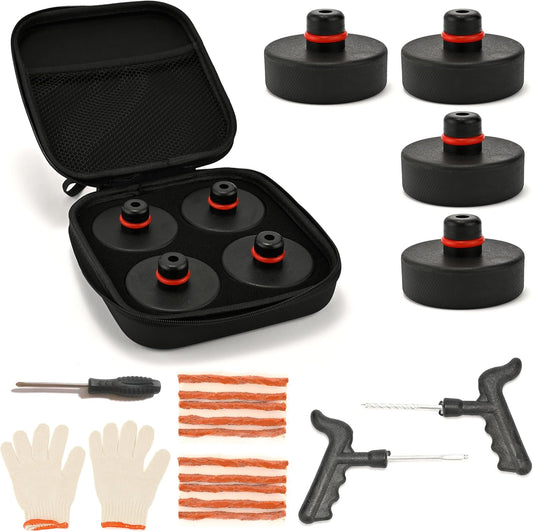 Lifting Jack Pad Pucks Compatible for Tesla Model 3/S/X/Y 2013 to 2024,Accessories for Vehicles,4 Pcs with Storage Case and Tire Tools