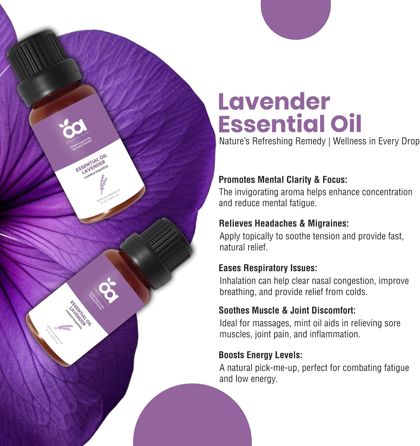 Lavender Essential Oil by  | 100% Pure Therapeutic Grade | Natural Aromatherapy Oil | Essential Oil for Relaxation | Lavandula Angustifolia (0.33 Fl Oz, Lavender) TLBH