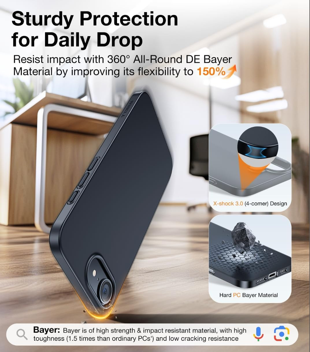 Magnetic Slim Fit for Iphone 16E Case 2025, Ultra-Thin 16E Case Compatible with Magsafe, Lightweight Matte Anti-Scratch Hard PC Cover Phone Case for Iphone 16E 6.1'' Originfit, Black