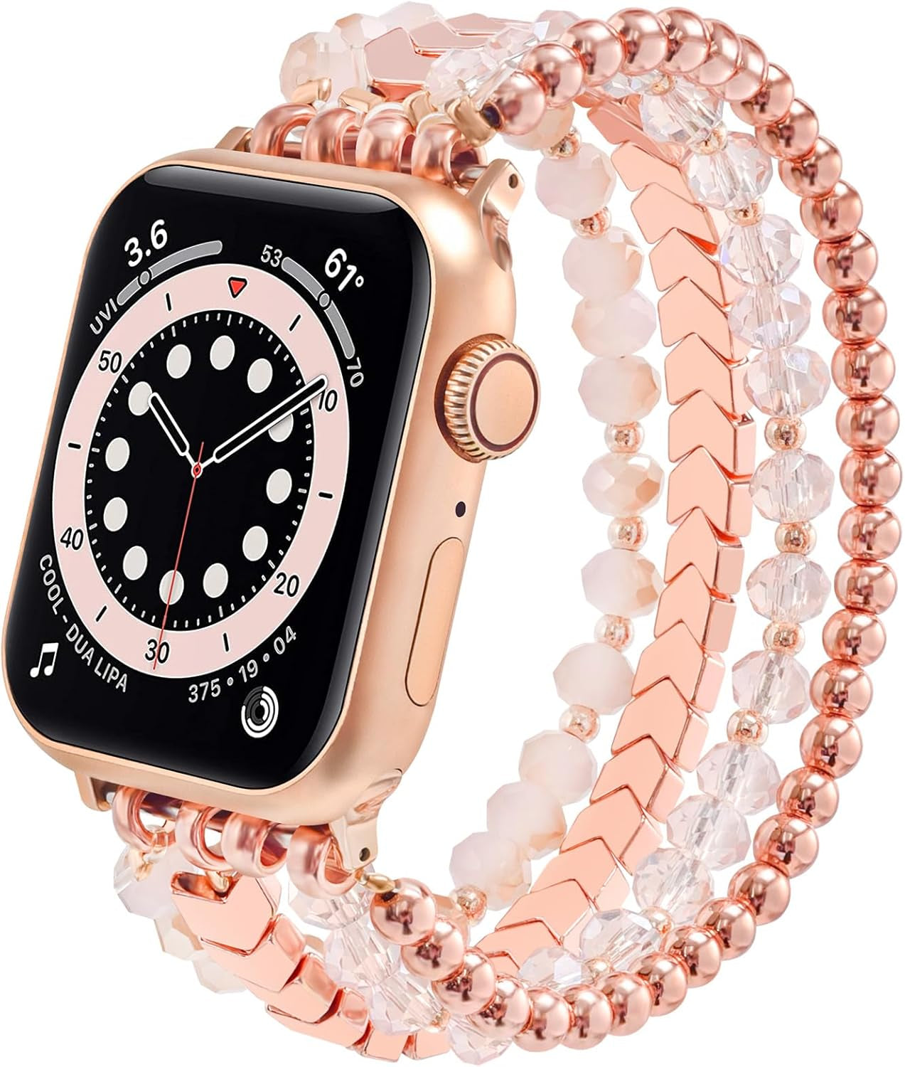 Beaded Bracelet Compatible with Apple Watch Band 38Mm/40Mm/41Mm/42Mm（Series 10） 9/8/7/SE/6/5/4/3/2/1 Women Fashion Handmade Elastic Stretch Strap for Iwatch Bands Replacement