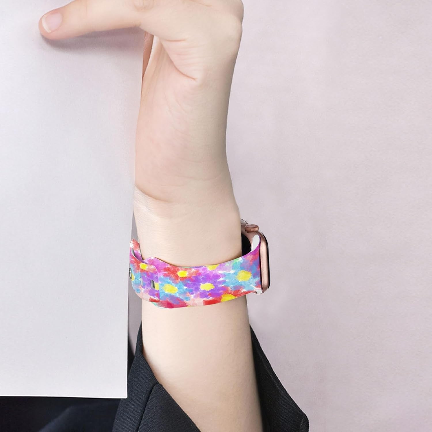 Floral Silicone Band Compatible with Apple Watch Bands for Women, 38Mm 40Mm 41Mm 42Mm 44Mm 45Mm 49Mm, for Iwatch Band Series 9 SE Ultra 8 7 6 5 4 3 2 1