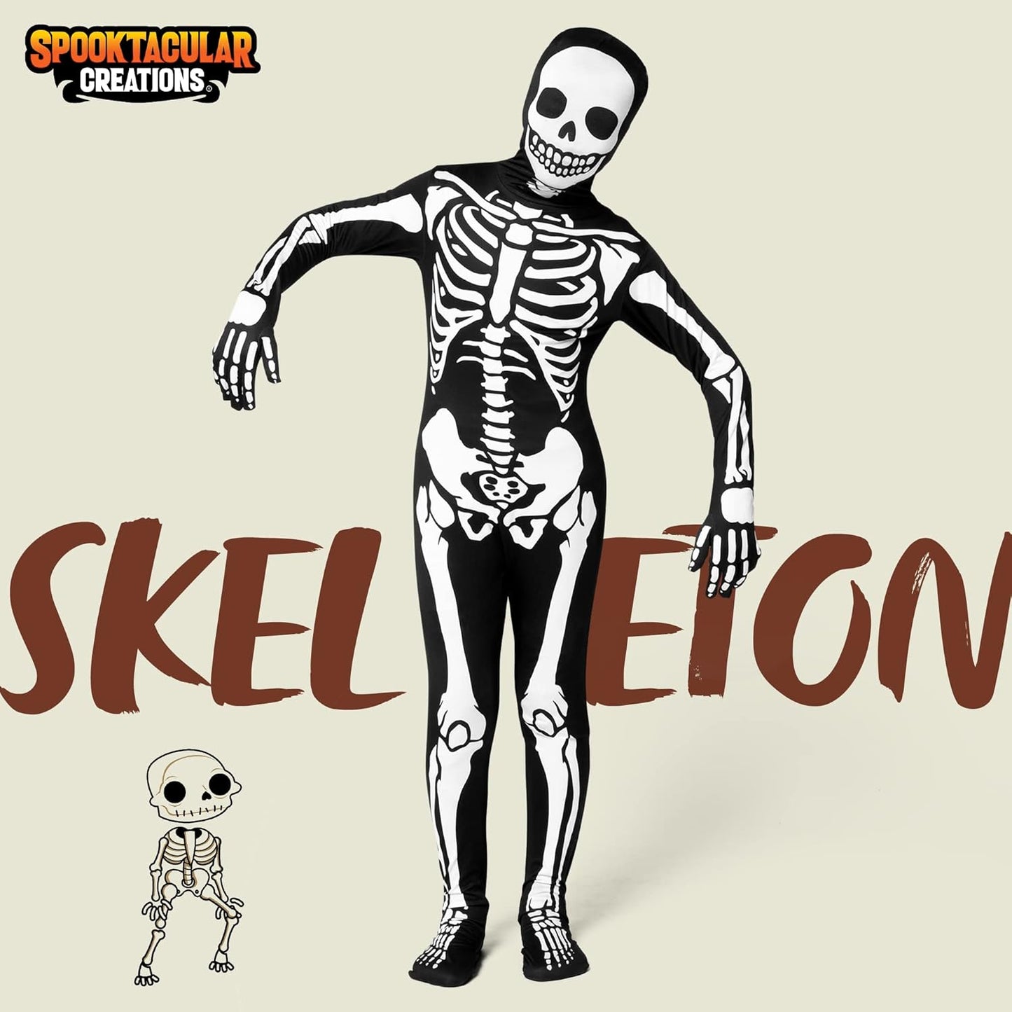 Skeleton Costume for Kids, Scary Skeleton Jumpsuit, Halloween Dress up Parties