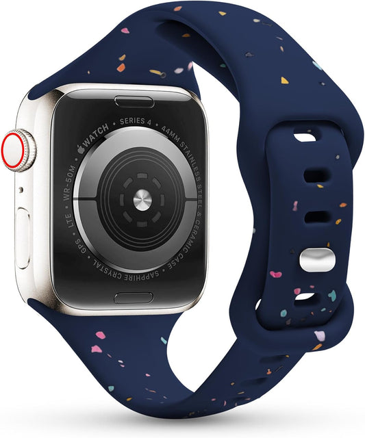 Sport Band Compatible with Apple Watch Band 40Mm 38Mm 41Mm for Women Girls, Recycled Silicone Slim Strap for Iwatch Bands Series 10 9 8 7 6 SE 5 Ultra 4 3 2 1 - Midnight_Blue