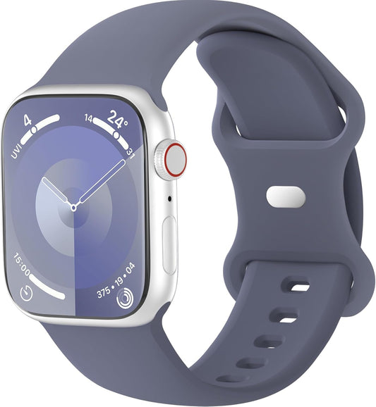 Extra Widened Silicone Bands Compatible with Apple Watch 38Mm 40Mm 41Mm 42Mm 44Mm 45Mm 49Mm, Replacement Soft Sport Strap Wristbands for Iwatch Series 9/8/7/6/5/4/3/2/1 Ultra SE Women Men, Blue Gray