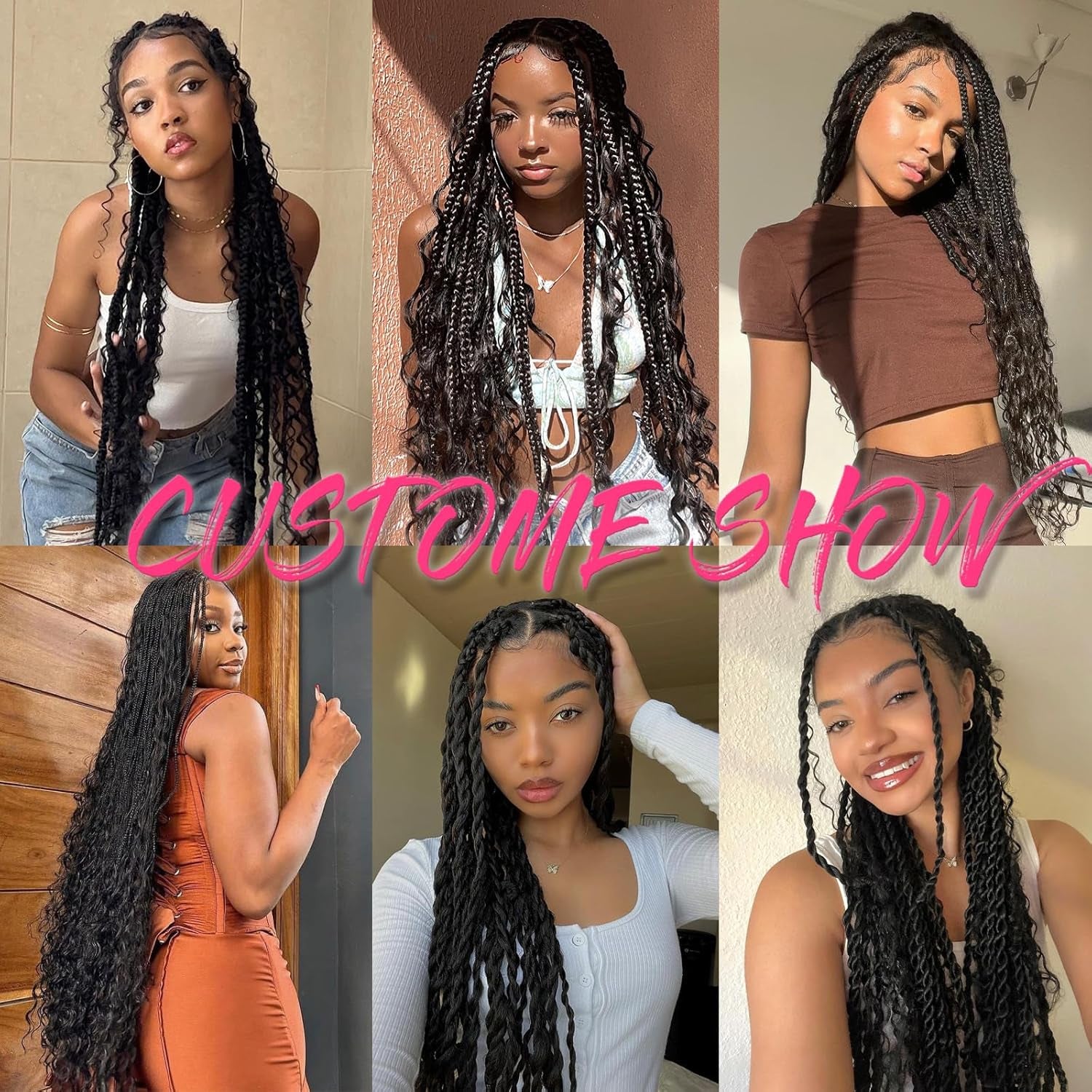 4 Pcs Natural Black Brazilian Wool Hair for Braiding Hair Acrylic Yarn Crochet Box Braids Senegalese Twist Jumbo Braids Faux Locs Crochet Hair for Women Synthetic Braiding Hair Extensions(#1B)