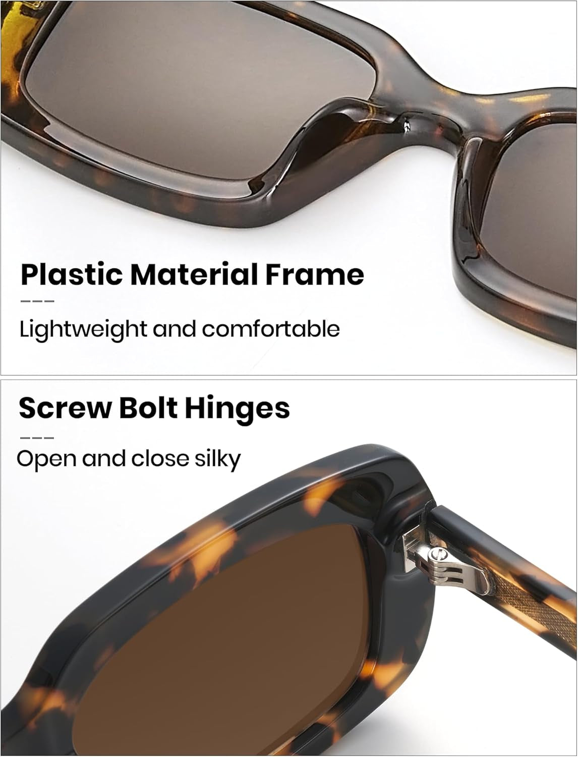 Rectangle Sunglasses Men Tinted Polarized Big Square Retro 90S Vintage Y2K Glasses for Women UV Protection
