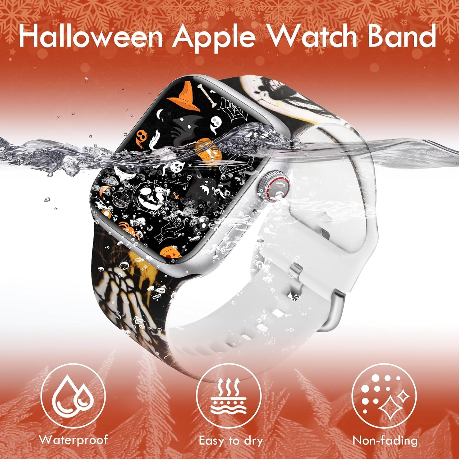 Halloween Compatible with Apple Watch Band 40Mm for Women Girl, Silicone Strap for Apple Watch Bands Gift 38Mm 41Mm, Soft Festival Bands for Iwatch Bands Series 10 9 8 7 6 5 4 3 2 1 SE Men Boy