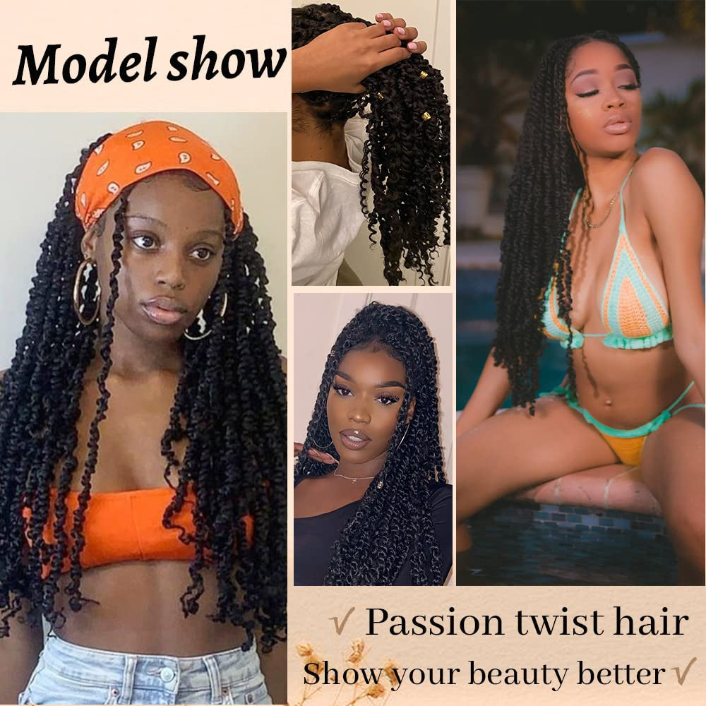 10 Inch Passion Twist Hair Water Wave Crochet Hair for Passion Twist Crochet Hair Long Bohemian Braiding Hair 6 Packs Braiding Passion Twist Braids Synthetic Hair Extensions (10 Inch, #1B/350)